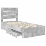vidaXL Rám postele so zásuvkou Betónová sivá a striebro 70 x 190 cm – Obrázok 5