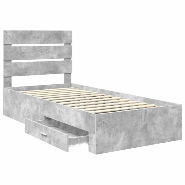 vidaXL Rám postele so zásuvkou Betónová sivá a striebro 70 x 190 cm – Obrázok 5