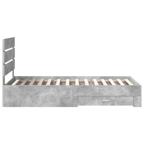 vidaXL Rám postele so zásuvkou Betónová sivá a striebro 70 x 190 cm – Obrázok 8