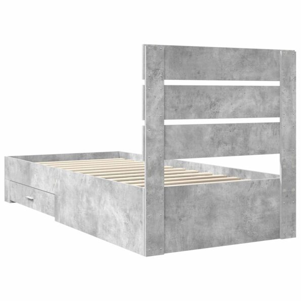 vidaXL Rám postele so zásuvkou Betónová sivá a striebro 70 x 190 cm – Obrázok 9