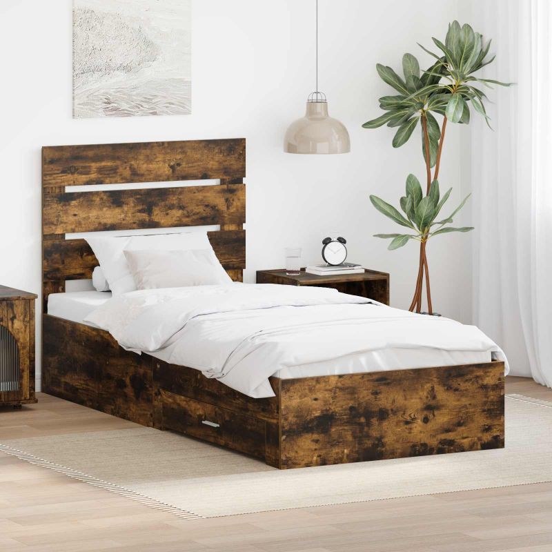 3412031_1.jpg vidaXL Rám postele Dymový dub a striebro 75 x 190 cm Kompozitné drevo – Obrázok 1