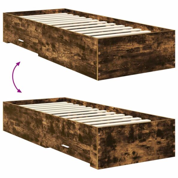 vidaXL Rám postele Dymový dub a striebro 75 x 190 cm Kompozitné drevo – Obrázok 12