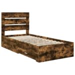 vidaXL Rám postele Dymový dub a striebro 75 x 190 cm Kompozitné drevo – Obrázok 4