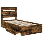 vidaXL Rám postele Dymový dub a striebro 75 x 190 cm Kompozitné drevo – Obrázok 5