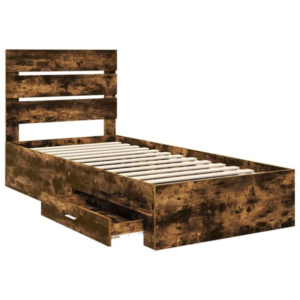 vidaXL Rám postele Dymový dub a striebro 75 x 190 cm Kompozitné drevo – Obrázok 5