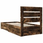 vidaXL Rám postele Dymový dub a striebro 75 x 190 cm Kompozitné drevo – Obrázok 9