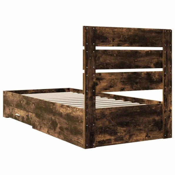 vidaXL Rám postele Dymový dub a striebro 75 x 190 cm Kompozitné drevo – Obrázok 9