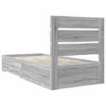 vidaXL Rám postele Sivý Sonoma a striebro 75 x 190 cm Kompozitné drevo – Obrázok 9