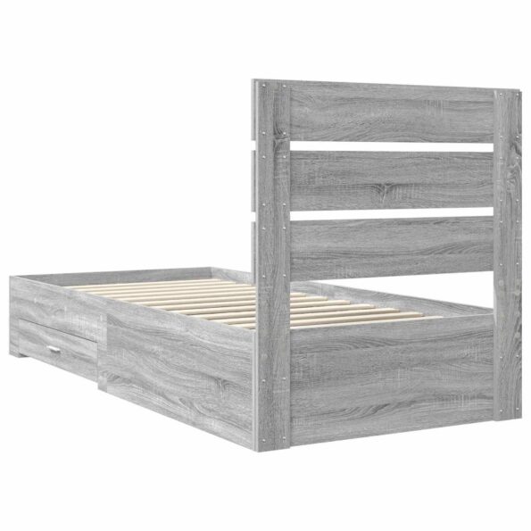 vidaXL Rám postele Sivý Sonoma a striebro 75 x 190 cm Kompozitné drevo – Obrázok 9