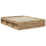 vidaXL Rám postele s čelnou doskou Remeselnícky dub 150 x 200 cm – Obrázok 5