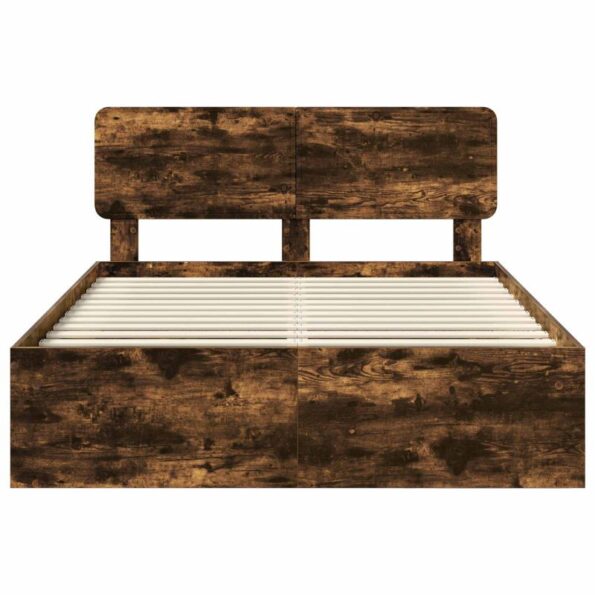 vidaXL Rám postele Dymová dub 140 x 200 cm Masívne borovicové drevo – Obrázok 7
