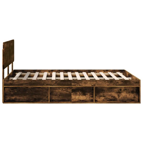 vidaXL Rám postele Dymová dub 140 x 200 cm Masívne borovicové drevo – Obrázok 8