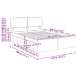 vidaXL Rám postele Betónová 140 x 190 cm Masívne borovicové drevo – Obrázok 13