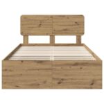 vidaXL Rám postele s čelnou doskou Remeselnícky dub 135 x 190 cm – Obrázok 7