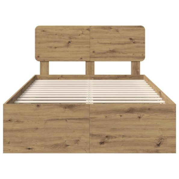 vidaXL Rám postele s čelnou doskou Remeselnícky dub 120 x 200 cm – Obrázok 7