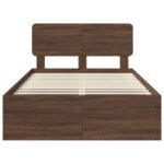 vidaXL Rám postele Hnedý dub 120 x 190 cm Masívne borovicové drevo – Obrázok 7