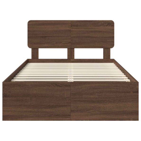 vidaXL Rám postele Hnedý dub 120 x 190 cm Masívne borovicové drevo – Obrázok 7