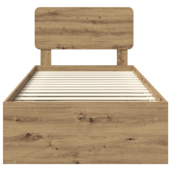 vidaXL Rám postele s čelnou doskou Remeselnícky dub 90 x 200 cm – Obrázok 7