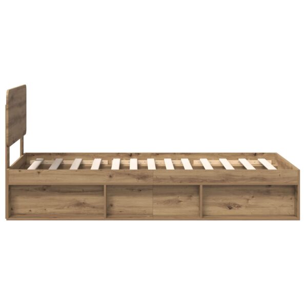 vidaXL Rám postele s čelnou doskou Remeselnícky dub 90 x 200 cm – Obrázok 8