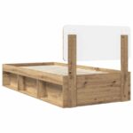 vidaXL Rám postele s čelnou doskou Remeselnícky dub 90 x 200 cm – Obrázok 9