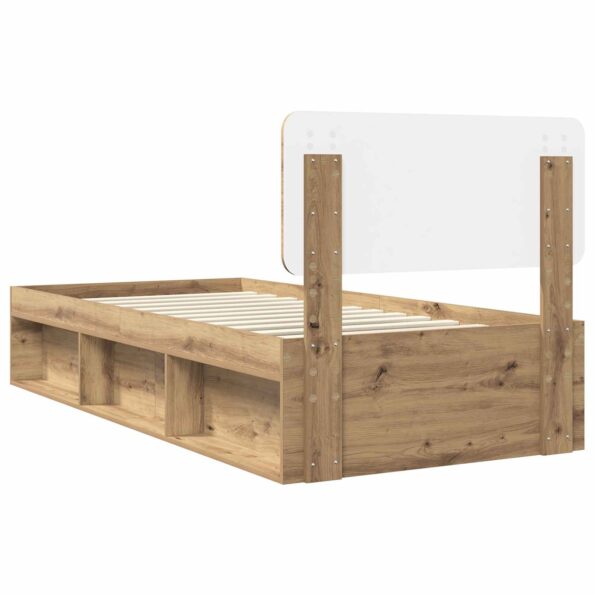 vidaXL Rám postele s čelnou doskou Remeselnícky dub 90 x 200 cm – Obrázok 9