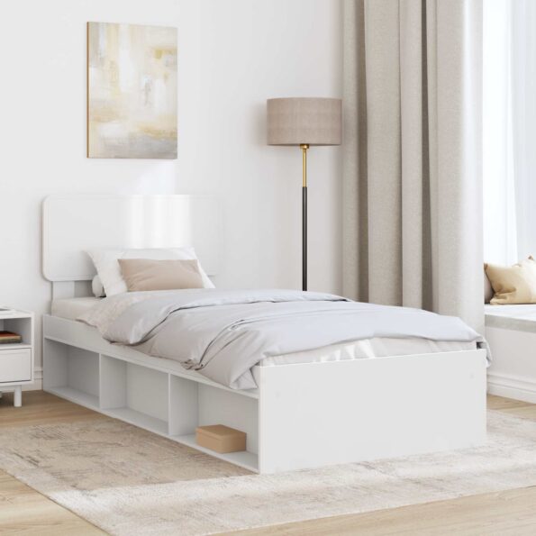 vidaXL Rám postele Biela 75 x 190 cm Masívne borovicové drevo – Obrázok 3