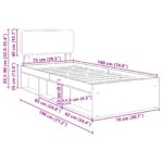 vidaXL Rám postele Dymová dub 75 x 190 cm Masívne borovicové drevo – Obrázok 13