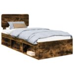 vidaXL Rám postele Dymová dub 75 x 190 cm Masívne borovicové drevo – Obrázok 2
