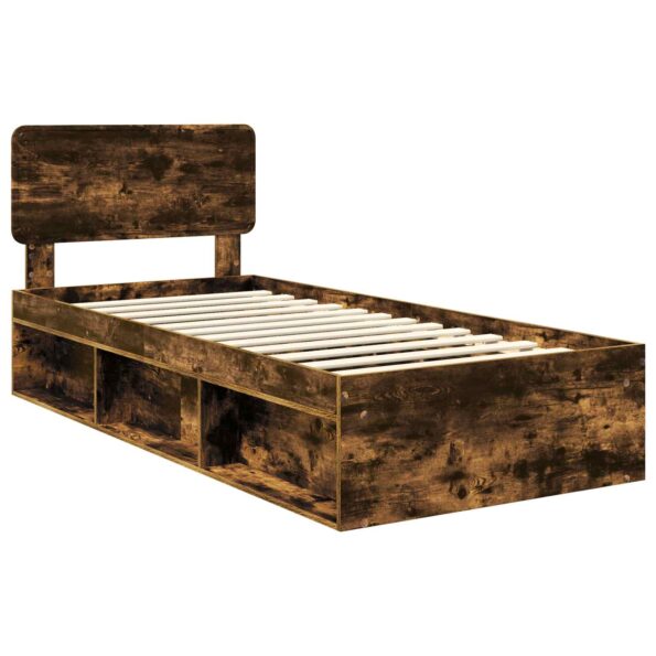 vidaXL Rám postele Dymová dub 75 x 190 cm Masívne borovicové drevo – Obrázok 4