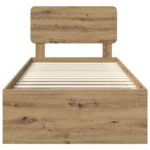 vidaXL Rám postele s čelnou doskou Remeselnícky dub 75 x 190 cm – Obrázok 7