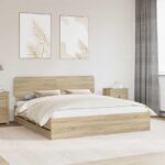 vidaXL Rám postele Sonoma dub 200 x 200 cm Konštruované drevo