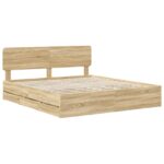 vidaXL Rám postele Sonoma dub 200 x 200 cm Konštruované drevo – Obrázok 4