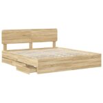 vidaXL Rám postele Sonoma dub 200 x 200 cm Konštruované drevo – Obrázok 5
