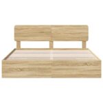 vidaXL Rám postele Sonoma dub 200 x 200 cm Konštruované drevo – Obrázok 8