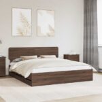 vidaXL Rám postele Hnedý dub 200 x 200 cm Konštruované drevo