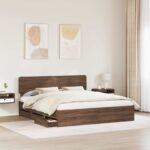 vidaXL Rám postele Hnedý dub 200 x 200 cm Konštruované drevo – Obrázok 3