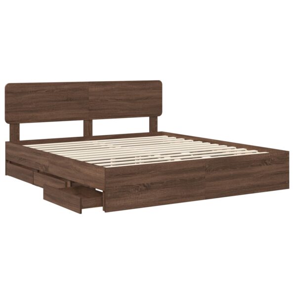 vidaXL Rám postele Hnedý dub 200 x 200 cm Konštruované drevo – Obrázok 5