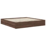vidaXL Rám postele Hnedý dub 200 x 200 cm Konštruované drevo – Obrázok 6
