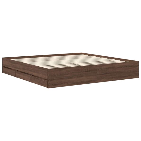 vidaXL Rám postele Hnedý dub 200 x 200 cm Konštruované drevo – Obrázok 6
