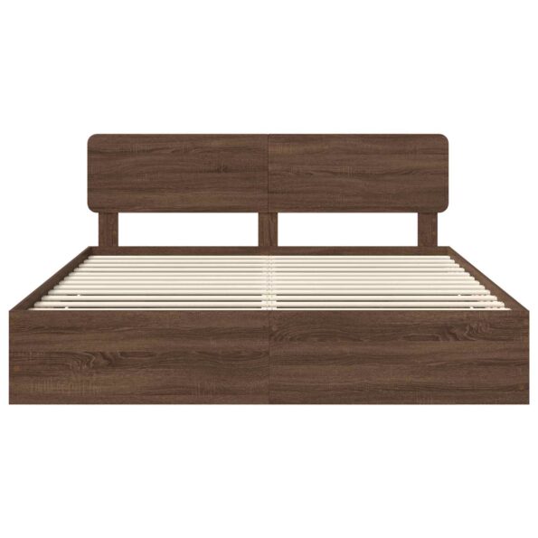 vidaXL Rám postele Hnedý dub 200 x 200 cm Konštruované drevo – Obrázok 8
