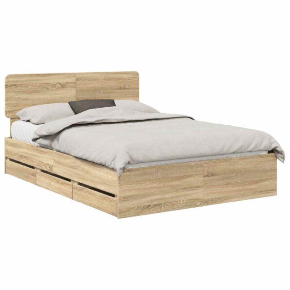 vidaXL Rám postele Sonoma dub 150 x 200 cm Konštruované drevo – Obrázok 2