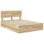 vidaXL Rám postele Sonoma dub 150 x 200 cm Konštruované drevo – Obrázok 4