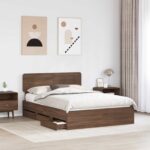 vidaXL Rám postele Hnedý dub 150 x 200 cm Konštruované drevo – Obrázok 3