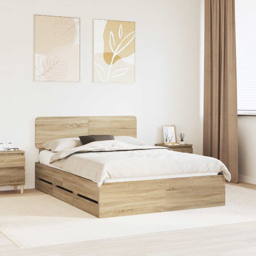 3412180_1.jpg vidaXL Rám postele Sonoma dub 140 x 200 cm Konštruované drevo – Obrázok 1