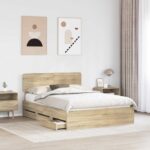 vidaXL Rám postele Sonoma dub 140 x 200 cm Konštruované drevo – Obrázok 3