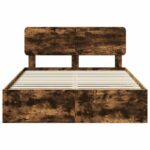 vidaXL Rám postele Dymová dub 140 x 190 cm Inžinierske drevo – Obrázok 8
