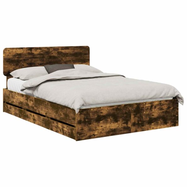 vidaXL Rám postele Údený Dub 140 x 190 cm Konštruované drevo – Obrázok 2
