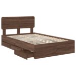vidaXL Rám postele Hnedý dub 135 x 190 cm Konštruované drevo – Obrázok 5
