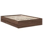 vidaXL Rám postele Hnedý dub 135 x 190 cm Konštruované drevo – Obrázok 6