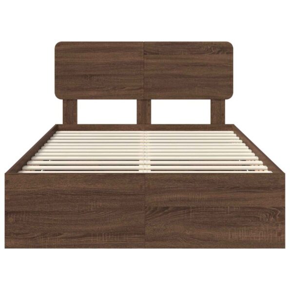 vidaXL Rám postele Hnedý dub 135 x 190 cm Konštruované drevo – Obrázok 8